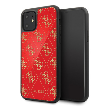 Etui Guess iPhone 11 czerwony hard case 4G Double Layer Glitter GUHCN614GGPRE