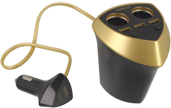 Rozdzielacz Remax 2 gniazda + 3usb 3.4A czarny