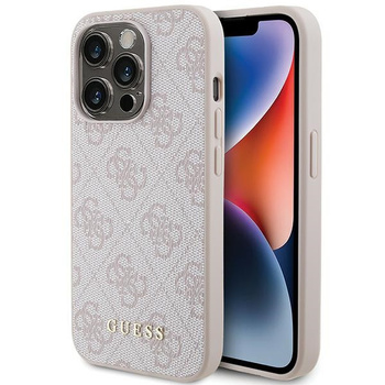 Etui Guess iPhone 15 Pro 6.1" różowy hard case 4G Metal Gold Logo GUHCP15LG4GFPI