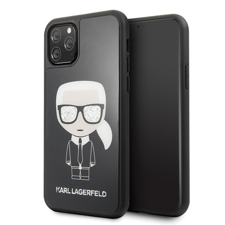 Etui Karl Lagerfeld iPhone 11 Pro czarny hard case Iconic Karl Glitter KLHCN58DLFKBK
