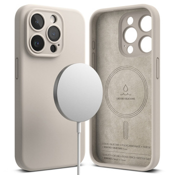 Ringke Silicone z magsafe iPhone 15 Pro Max stone