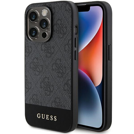 Etui Guess iPhone 15 Pro 6.1" szary hard case 4G Stripe Collection GUHCP15LG4GLGR