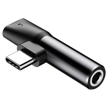 Baseus adapter audio Typ C na jack 3,5mm + usb Typ C do ładowania 1A czarny L41