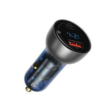 Baseus ładowarka samochodowa LED 65W Quick Charge PPS szary