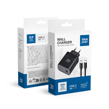 Ładowarka sieciowa usb Typ C 45W + kabel C-C Blue Star czarna
