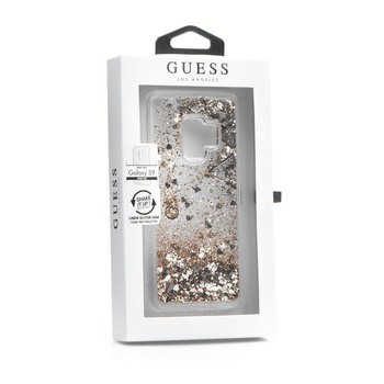 Etui Guess Samsung S9 złote hard case Glitter Liquid GUHCS9GLUFLGO