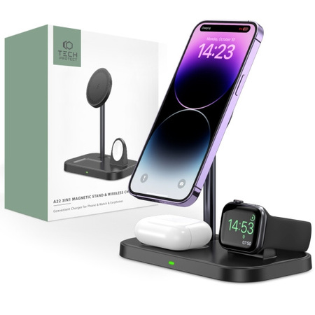 Tech-Protect ładowarka indukcyjna 3w1 z magsafe 20W czarna