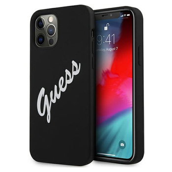 Etui Guess iPhone 12 / 12 Pro 6.1" czarno biały hard case Silicone Vintage GUHCP12MLSVSBW