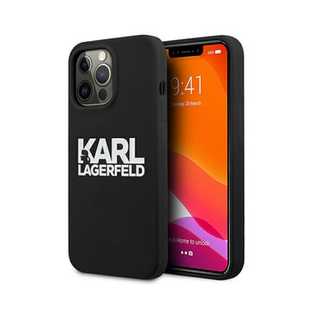 Etui Karl Lagerfeld iPhone 13 Pro Silicone Stack Logo czarny KLHCP13LSLKLRBK