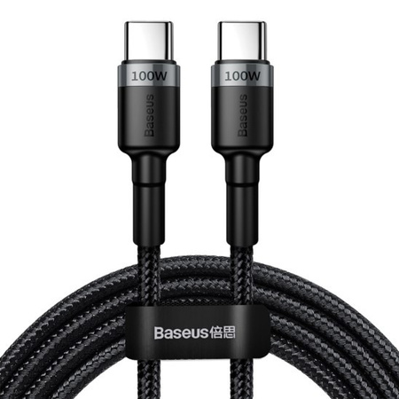 Baseus kabel Cafule nylonowy 2xusb typ C Power Delivery czarno-szary 60W 200cm