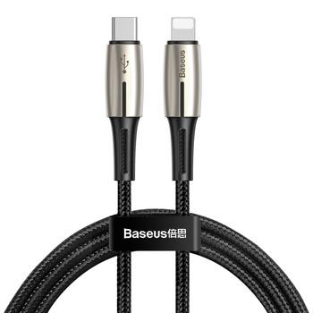 Baseus kabel Waterdrop z diodą LED typ C - Lightning Power Delivery czarny 18W 130cm
