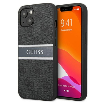 Etui Guess iPhone 13 szary hard case 4G Stripe GUHCP13M4GDGR