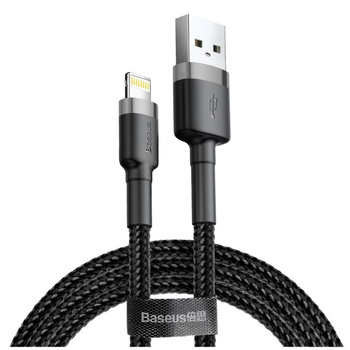 Baseus kabel Cafule nylonowy iPhone - Lightning czarno-szary 100cm 2.4A