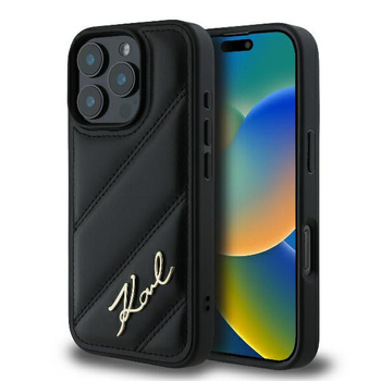 Etui Karl Lagerfeld iPhone 16 Pro Max 6.9" czarny hard case Quilted Signature KLHCP16XPQDSMGK