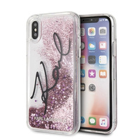 Etui Karl Lagerfeld iPhone X/Xs hard case Signature Liquid Glitter Stars różowy KLHCPXTRKSIGPI