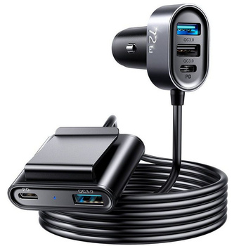 Joyroom ładowarka samochodowa 5xUSB 3xQC + 2xPD 78W JR-CL05 z przewodem 1.5m