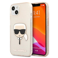 Etui Karl Lagerfeld iPhone 13 złoty hard case Glitter Karl`s Head KLHCP13MKHTUGLGO