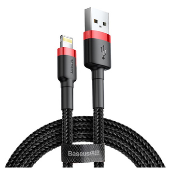 Baseus kabel Cafule nylonowy iPhone - Lightning czarno-czerwony 200cm 1.5A