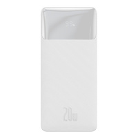 Baseus Power Bank 10000mAh / 20W 4wejścia usb : 2xusb, 1xmicro usb, 1xTyp C z wyświetlaczem biały