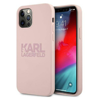 Etui Karl Lagerfeld iPhone 12 / 12 Pro 6.1" różowy silicone Stack Logo KLHCP12MSTKLTLP