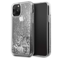 Etui Guess iPhone 11 Pro srebrne hard case Glitter Hearts GUHCN58GLHFLSI
