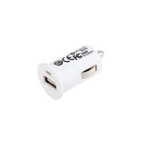 Adapter samochodowy USB "mini" 1A biały