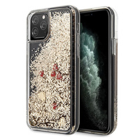 Etui Guess iPhone 11 Pro złote hard case Liquid Glitter Hearts GUHCN58GLHREGO