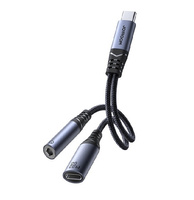Joyroom adapter audio Typ C na jack 3,5mm + ładowanie typ C 60W czarny
