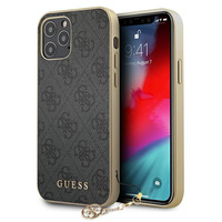 Etui Guess iPhone 12 / 12 Pro 6.1" szary hard case 4G Charms Collection GUHCP12MF4GGR