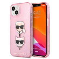 Etui Karl Lagerfeld iPhone 13 różowy hard case Glitter Karl`s & Choupette KLHCP13MKCTUGLP