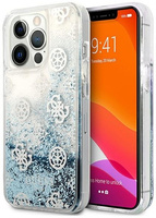 Etui Guess iPhone 13 Pro Max niebieski hard case Peony Liquid Glitter GUHCP13XLGPEBL