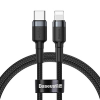 Baseus kabel Cafule nylonowy usb Typ C - iPhone 6/7/8/X Power Delivery czarno-szary 18W 100cm