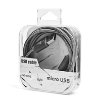 Kabel USB iPhone 5/6 pleciony srebrny PU