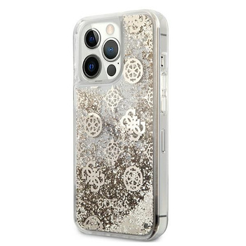 Etui Guess iPhone 13 Pro Max złoty hard case Peony Liquid Glitter GUHCP13XLGPEGO