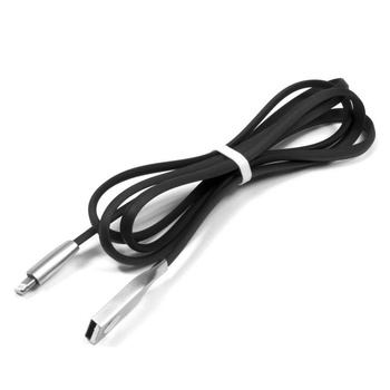 Kabel USB iPhone 6 / 7 TPE płaski czarny