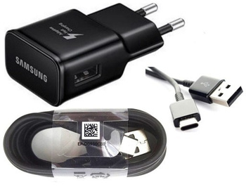 Ładowarka sieciowa Samsung micro usb 2A EP-TA20EBEC + usb TYP C czarna BOX / FC