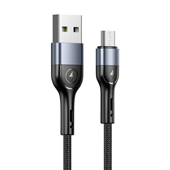USAMS kabel pleciony micro usb czarny 100cm 2A