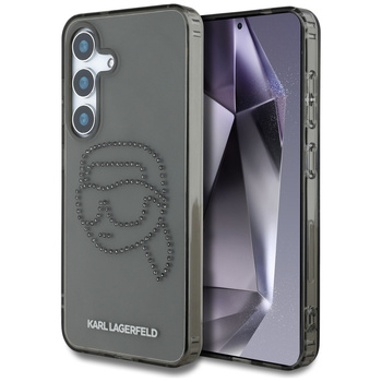 Etui Karl Lagerfeld Samsung S25 czarny Rhinestones Karl Head Logo KLHCS25SHKHDCELK