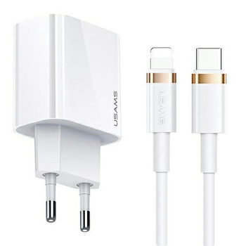 USAMS ładowarka sieciowa 1xusb typ C 20W biała + kabel USB-C do Lightning