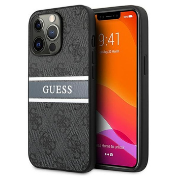 Etui Guess iPhone 13 Pro szary hard case 4G Stripe GUHCP13L4GDGR