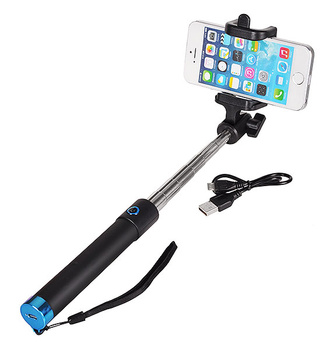 Uchwyt SELFIE PREMIUM niebieski z pilotem w rączce - bluetooth