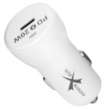 Ładowarka samochodowa Ampere usb Typ C PD 20W biała
