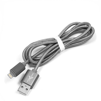 Kabel USB iPhone 5/6 pleciony srebrny