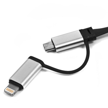 Kabel USB  2w1 micro + iph6 czarny slim