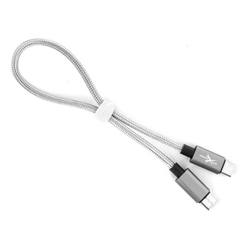 Kabel usb Pleciony  2xusb Typ C Power Delivery 30cm srebrny eXtreme style