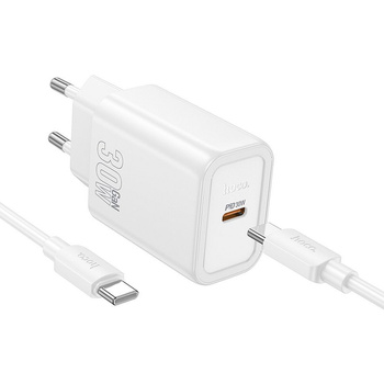Hoco ładowarka sieciowa usb Typ C 30W + kabel usb C - usb C biała