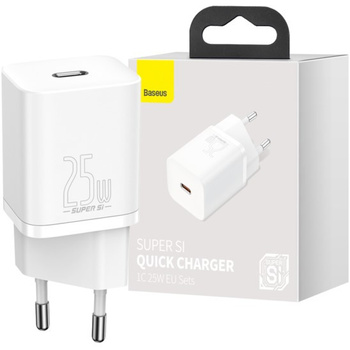Baseus ładowarka sieciowa Super Si 1xUSB-C PD 25W Power Delivery biała
