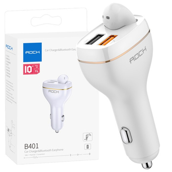 Rock ładowarka samochodowa B401 1xusb + 1xQC 3.0 + słuchawka bluetooth