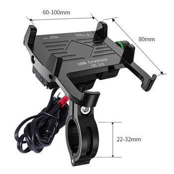 Uchwyt motocyklowy R10 z gniazdem usb QC