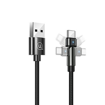 USAMS kabel pleciony obrotowy usb typ C czarny 100cm 2A